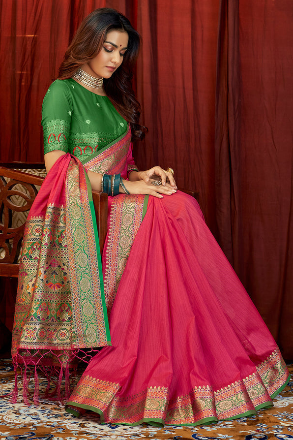 Buy MySilkLove Carnation Pink South Silk Saree Online