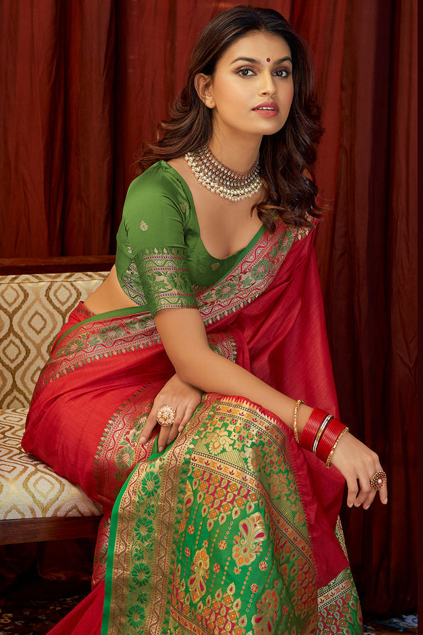 Buy MySilkLove Persian Red South Silk Saree Online