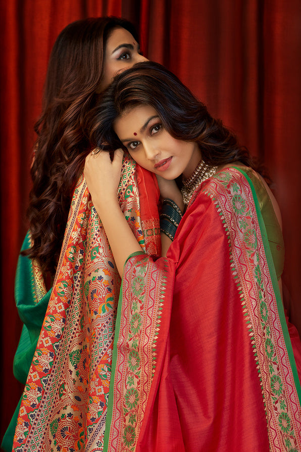 Buy MySilkLove Persian Red South Silk Saree Online