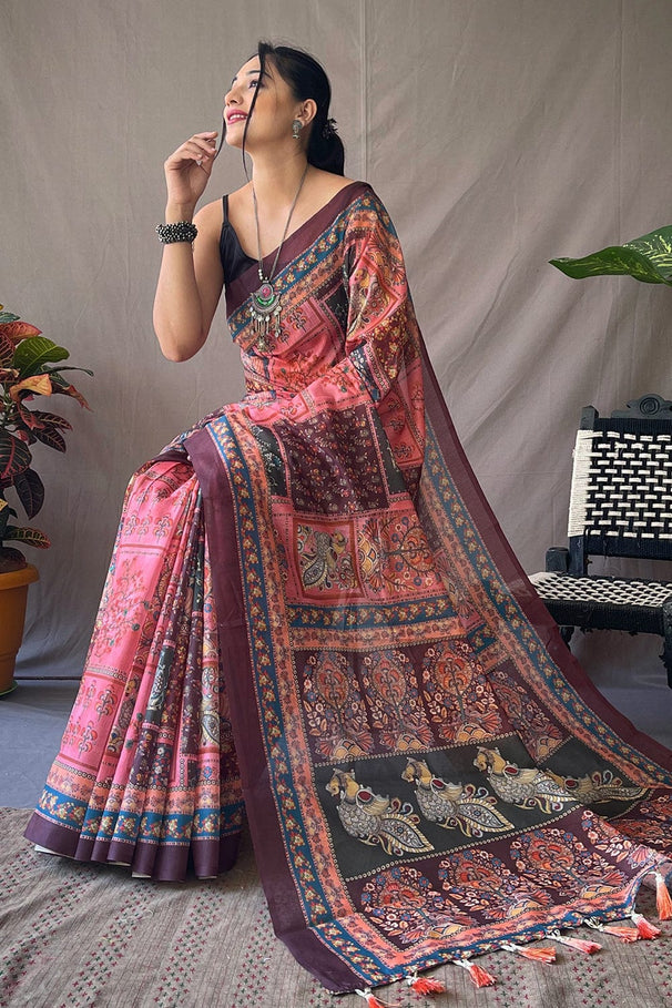 MySilkLove Del Rio Pink Kalamkari Saree