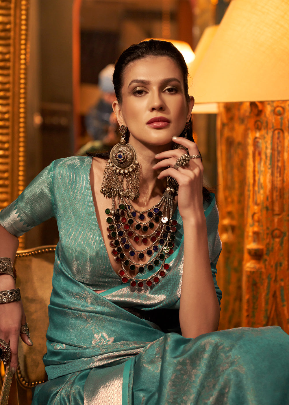 Buy MySilkLove Highland Green Dual Tone Banarasi Organza Silk Saree Online