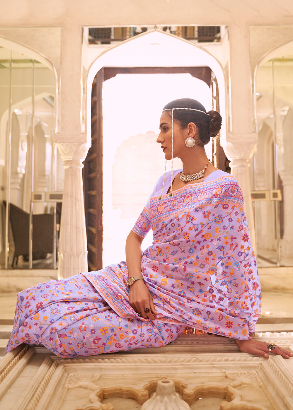 Buy MySilkLove Thistle Purple Banarasi Jamawar Woven Silk Saree Online