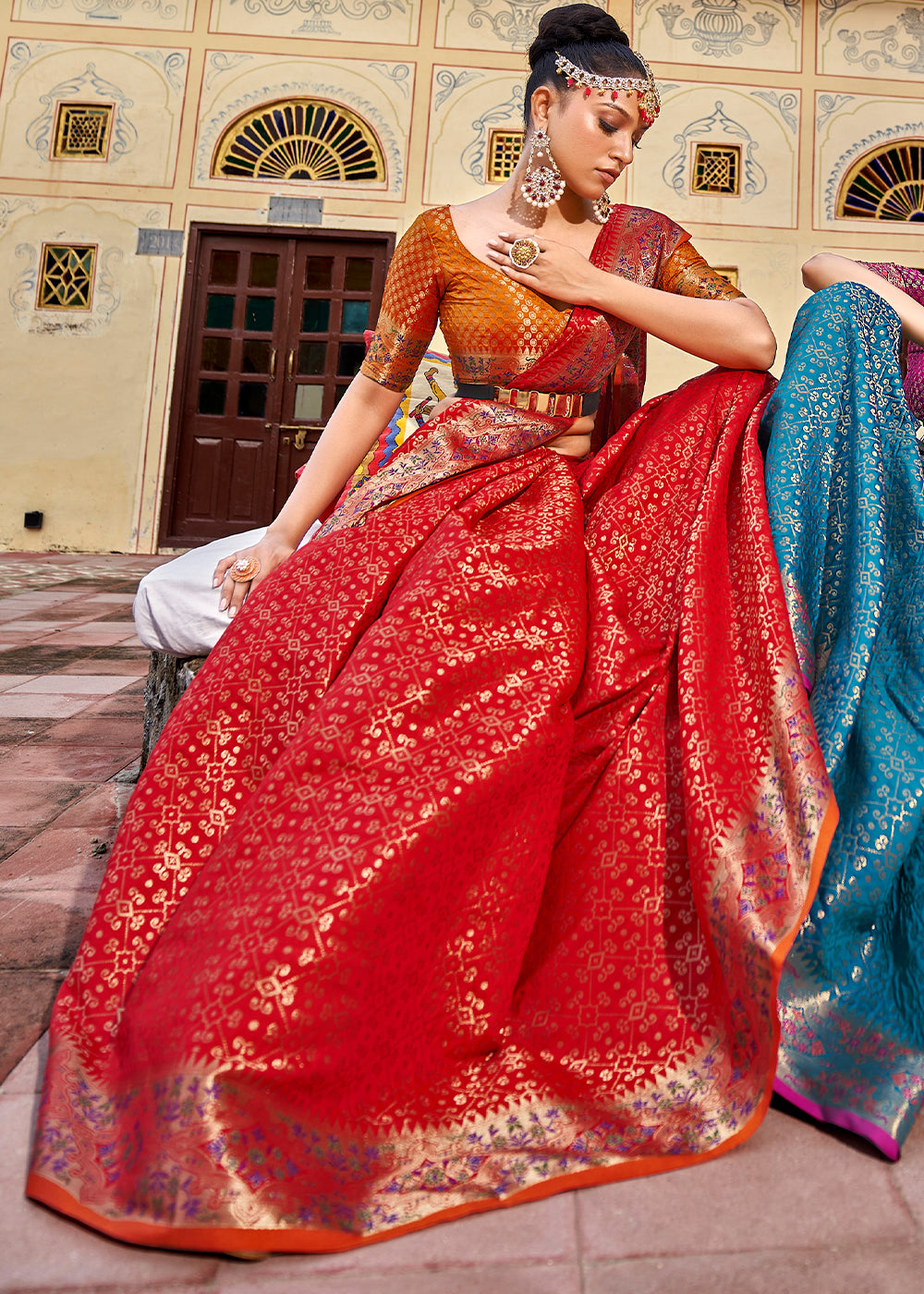 Buy MySilkLove Jasper Red Woven Soft Silk Saree Online