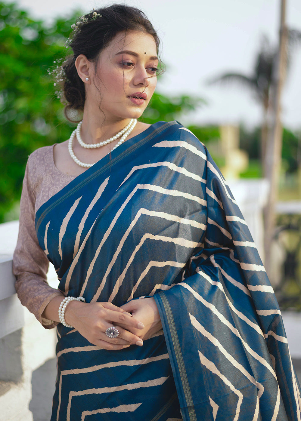 Buy MySilkLove Eden Blue Digital Printed Soft Silk Saree Online