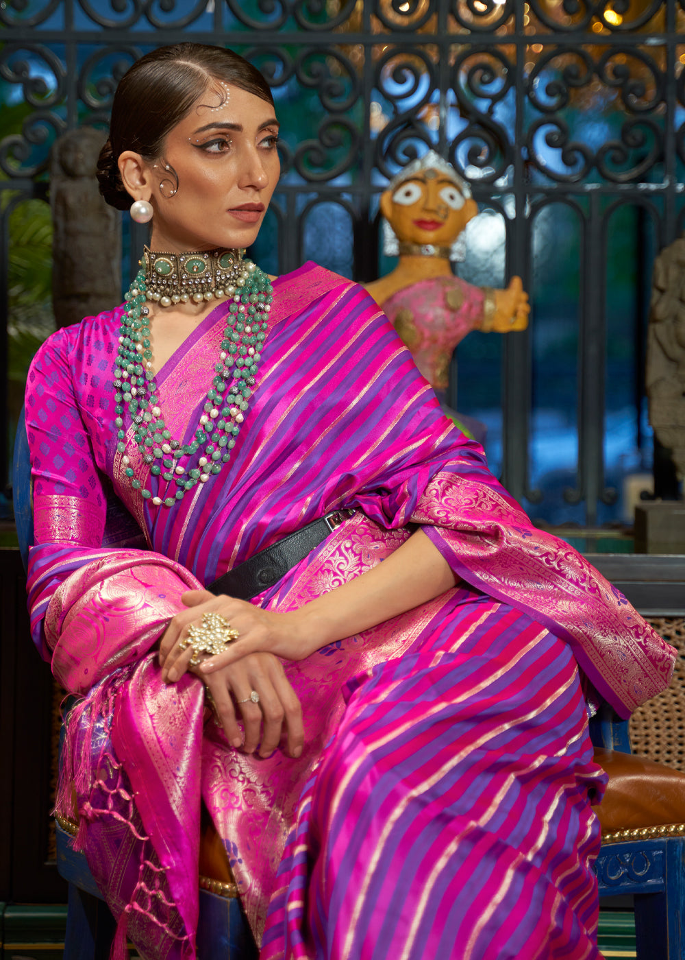 Buy MySilkLove Rose Quartz Purple woven Banarasi Silk Saree Online