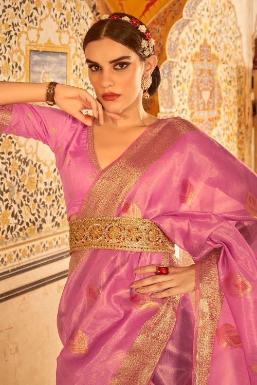 Buy MySilkLove Carissma Pink Banarasi Silk Saree Online