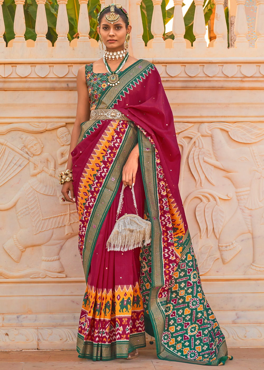 Buy MySilkLove Monarch Red Woven Patola Silk Saree Online