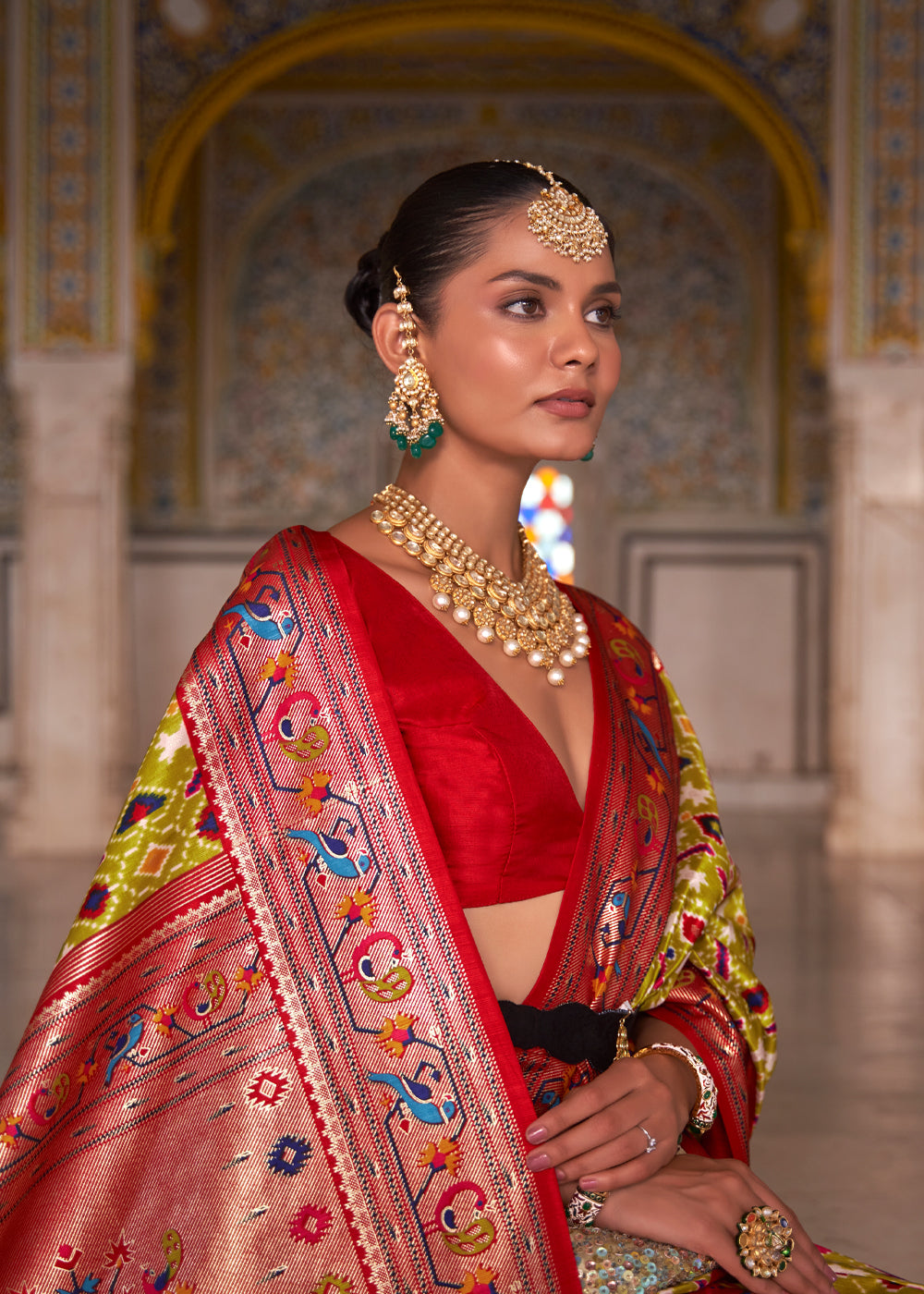 Buy MySilkLove Peridot Green Woven Patola Paithani Silk Saree Online