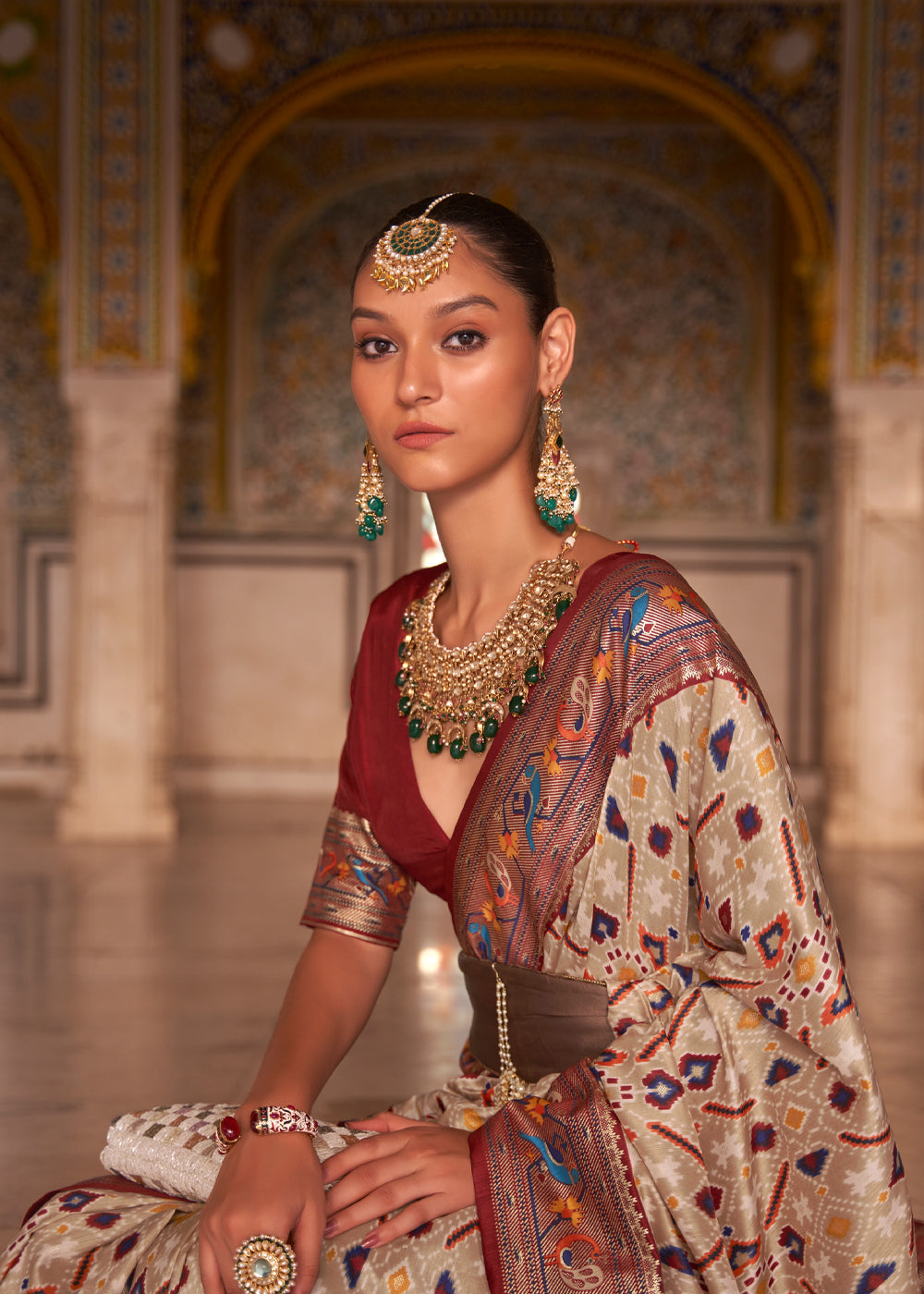 Buy MySilkLove Spicy Mix Brown Woven Patola Paithani Silk Saree Online