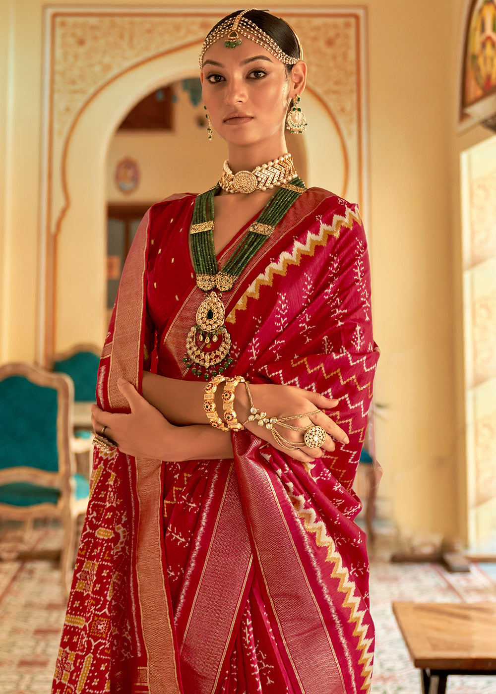 Buy MySilkLove Well Red Designer Patola Silk Saree Online