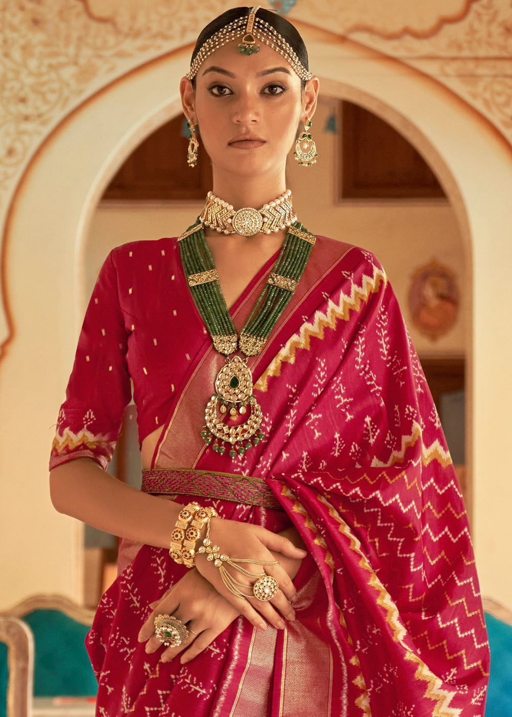 Buy MySilkLove Well Red Designer Patola Silk Saree Online