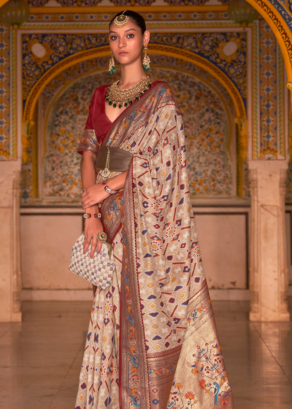 Buy MySilkLove Spicy Mix Brown Woven Patola Paithani Silk Saree Online