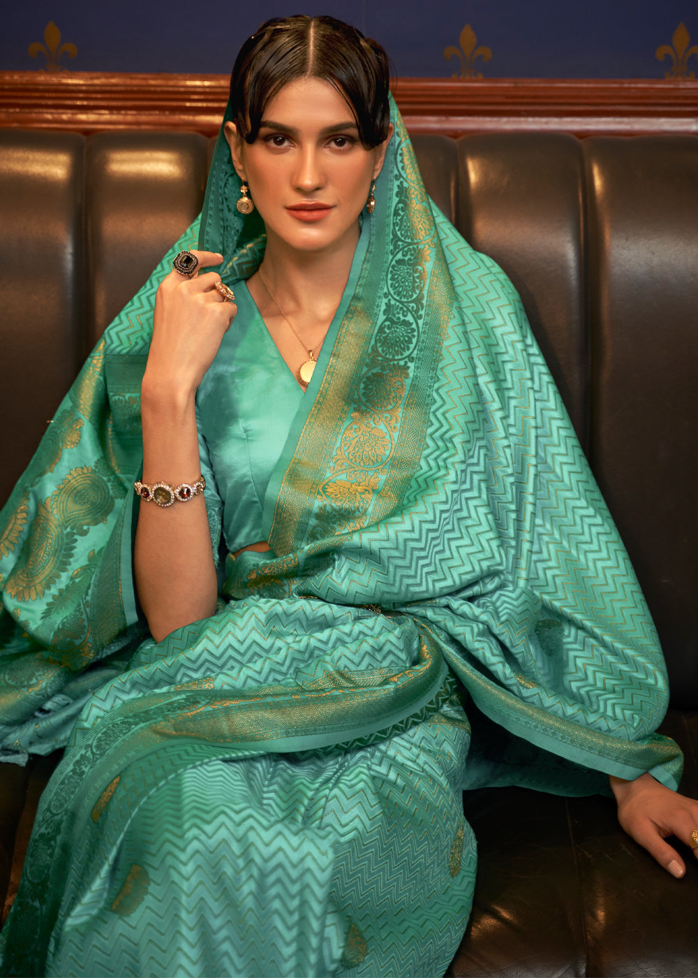 Buy MySilkLove Forest Green Woven Banarasi Silk Saree Online