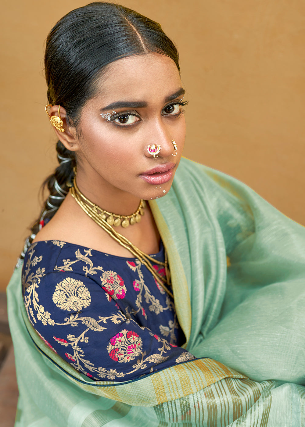 Buy MySilkLove Summer Green Soft Tissue Organza Silk Saree Online