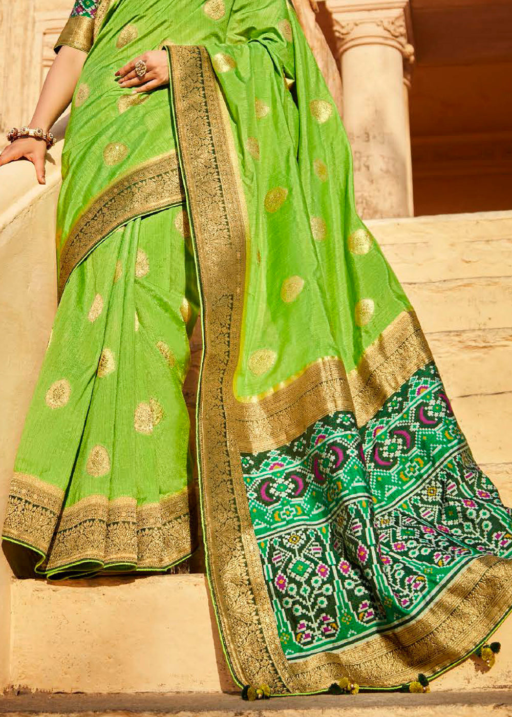 Buy MySilkLove Atlantis Green Woven Patola Designer Silk Saree Online
