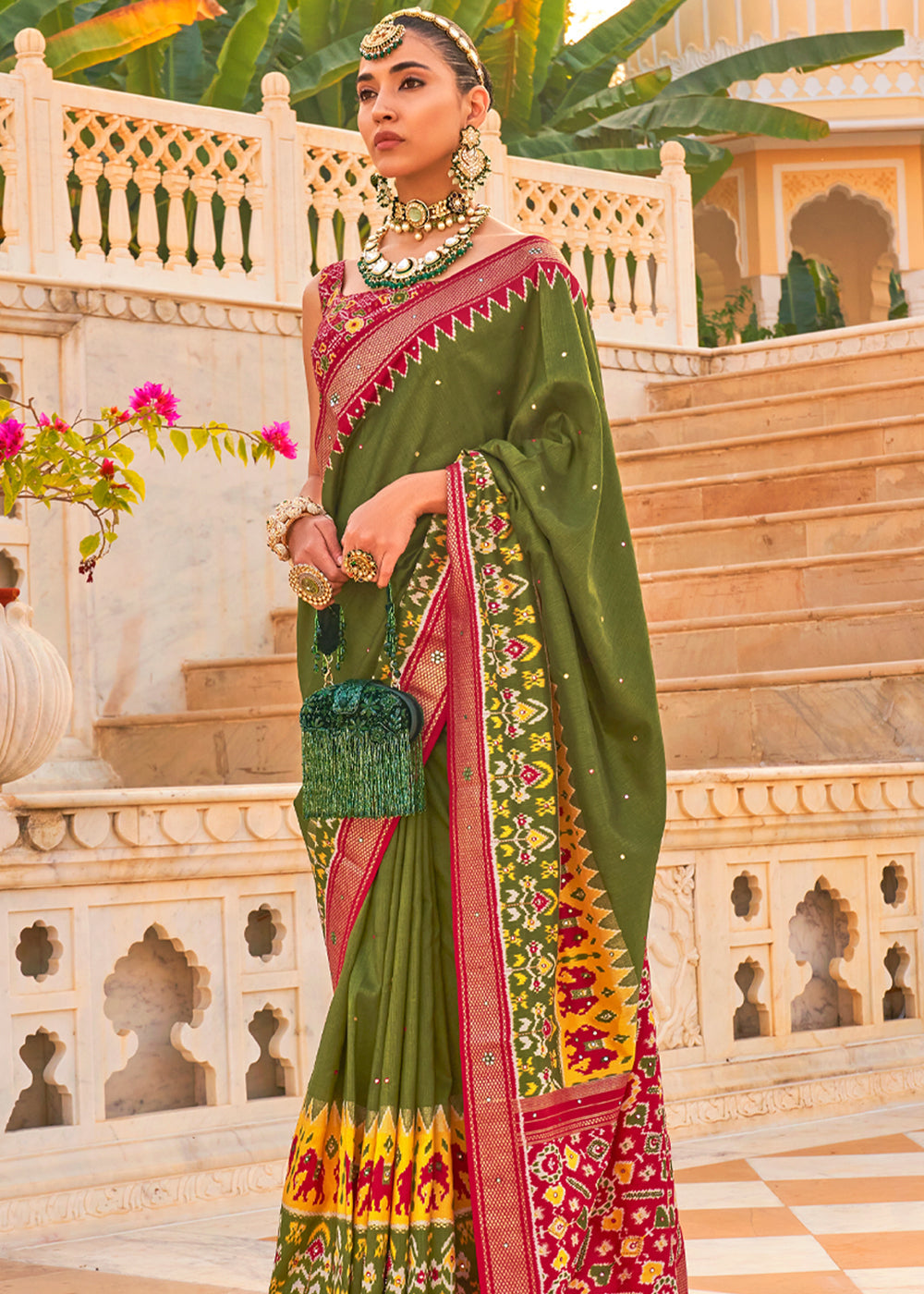 Buy MySilkLove Costa Del Sol Green Woven Patola Silk Saree Online
