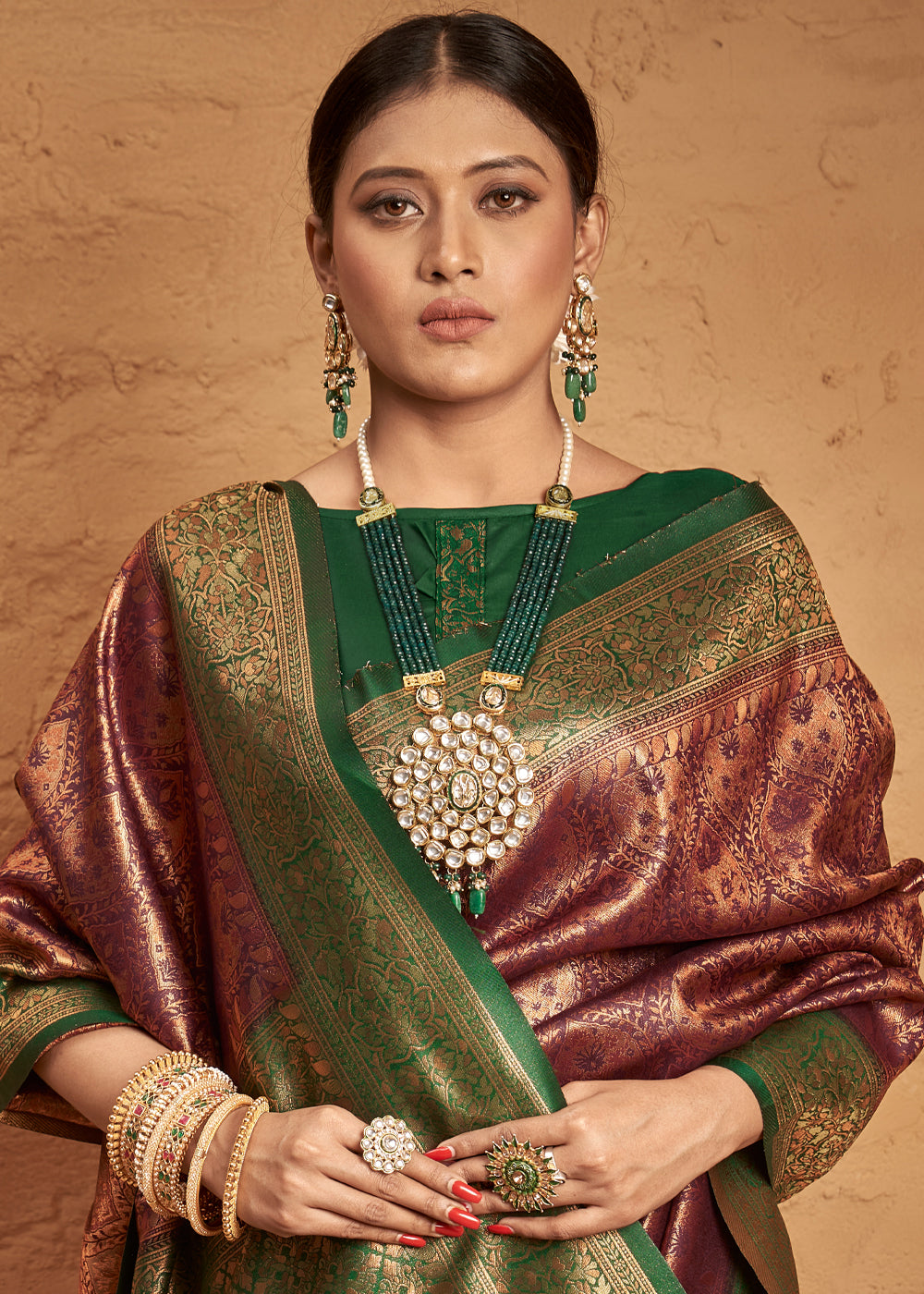 Buy MySilkLove Lotus Maroon Woven Banarasi Tanchoi Silk Saree Online
