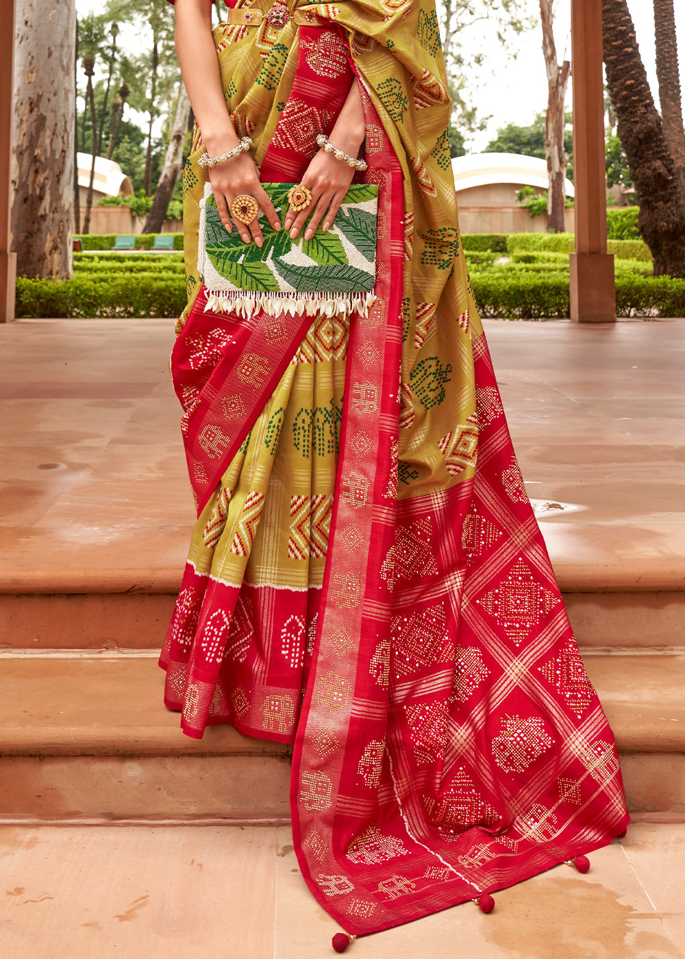 Buy MySilkLove Equator Yellow and Red Patola Silk Saree Online