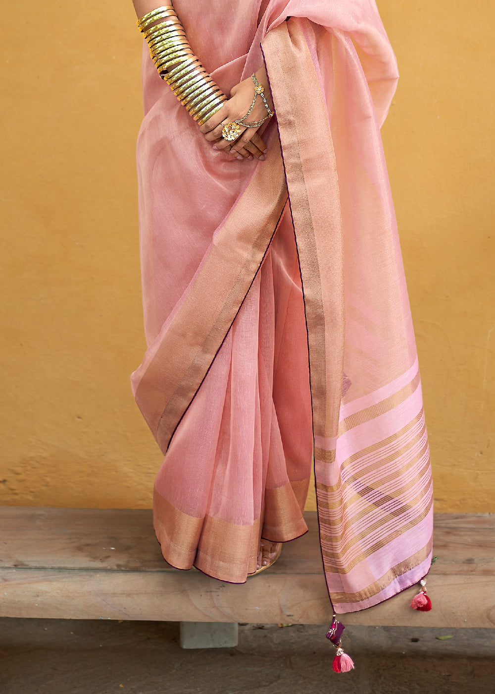 Buy MySilkLove Oriental Pink Soft Tissue Organza Silk Saree Online