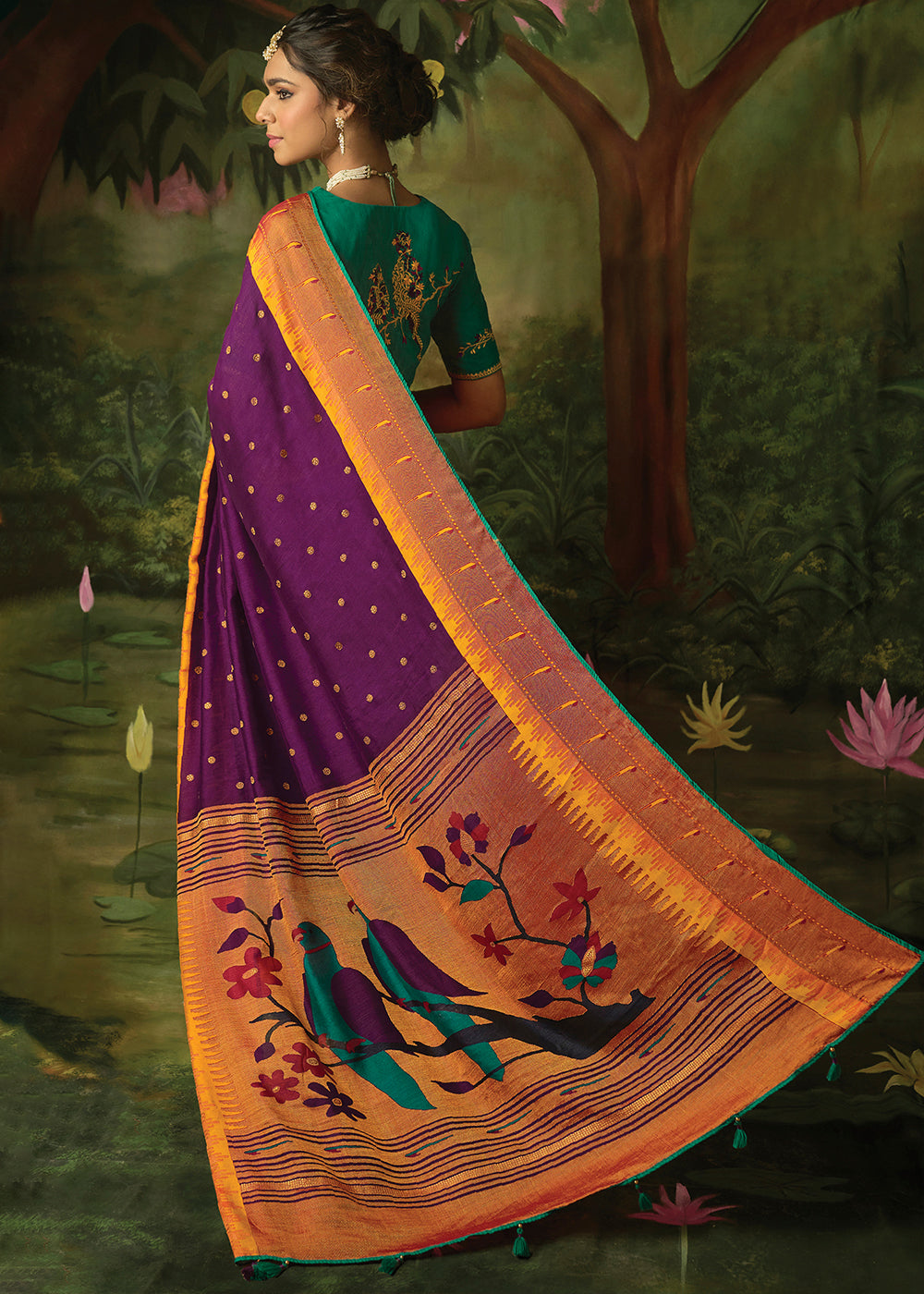 Buy MySilkLove Tawny Port Purple Woven Paithani Silk Saree Online