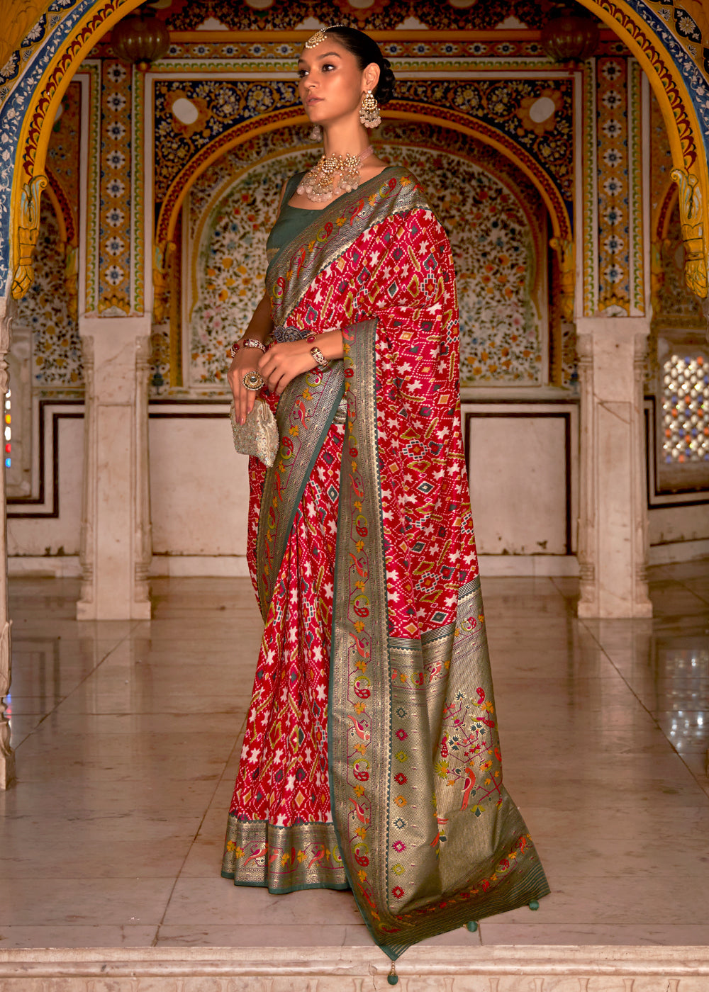 Buy MySilkLove Valencia Red Woven Patola Paithani Silk Saree Online