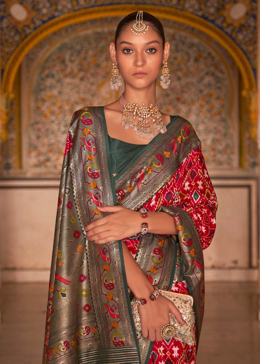 Buy MySilkLove Valencia Red Woven Patola Paithani Silk Saree Online