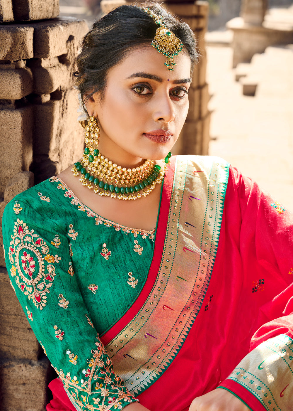 Buy MySilkLove Chilli Red Banarasi Woven Silk Saree with Designer Blouse Online