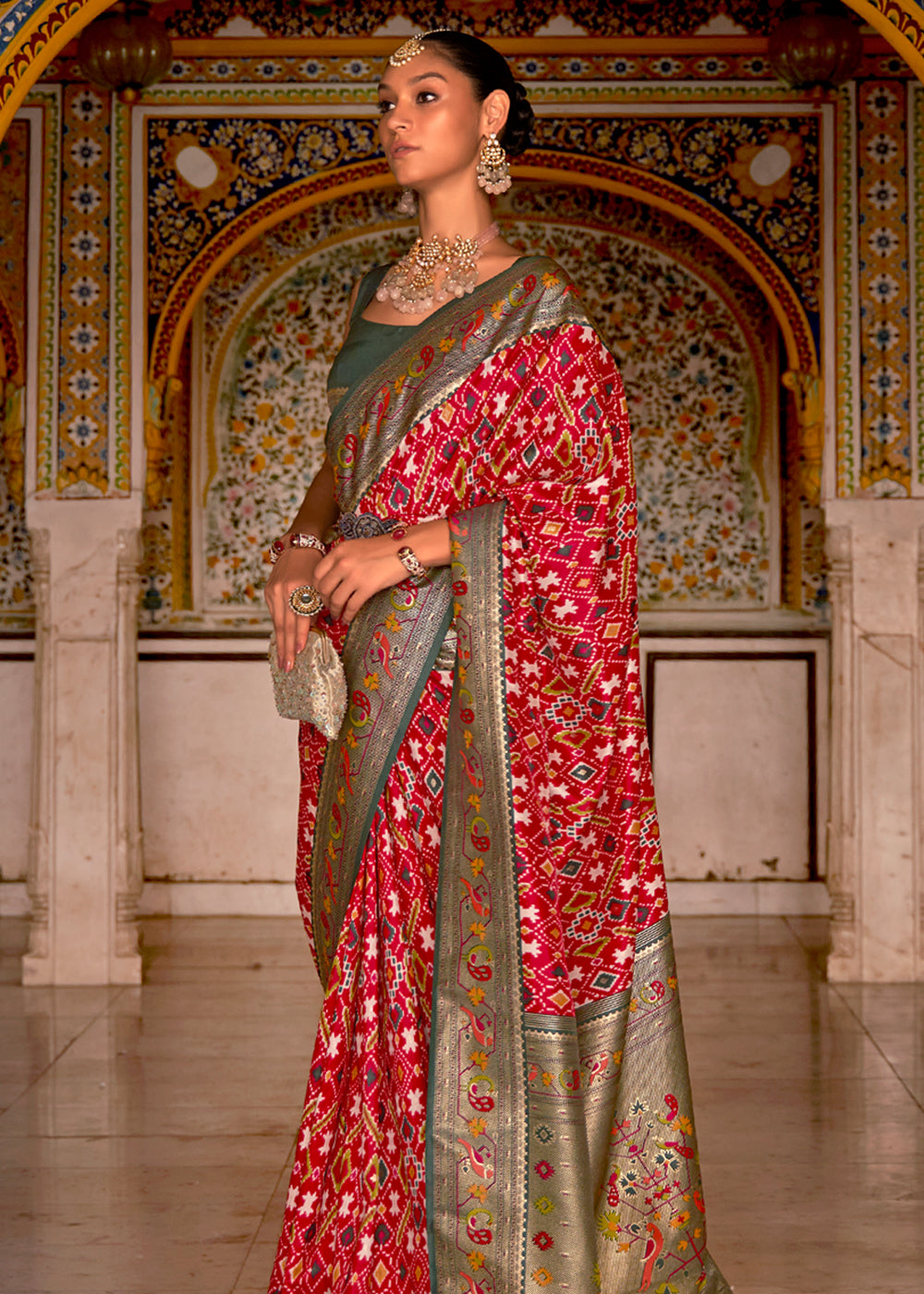 Buy MySilkLove Valencia Red Woven Patola Paithani Silk Saree Online