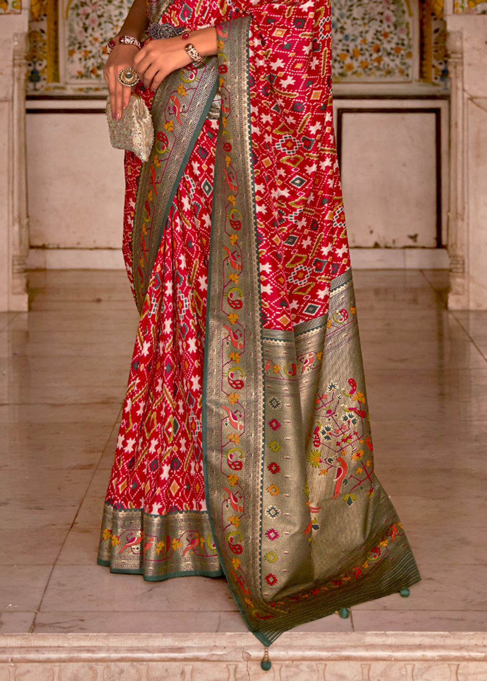 Buy MySilkLove Valencia Red Woven Patola Paithani Silk Saree Online