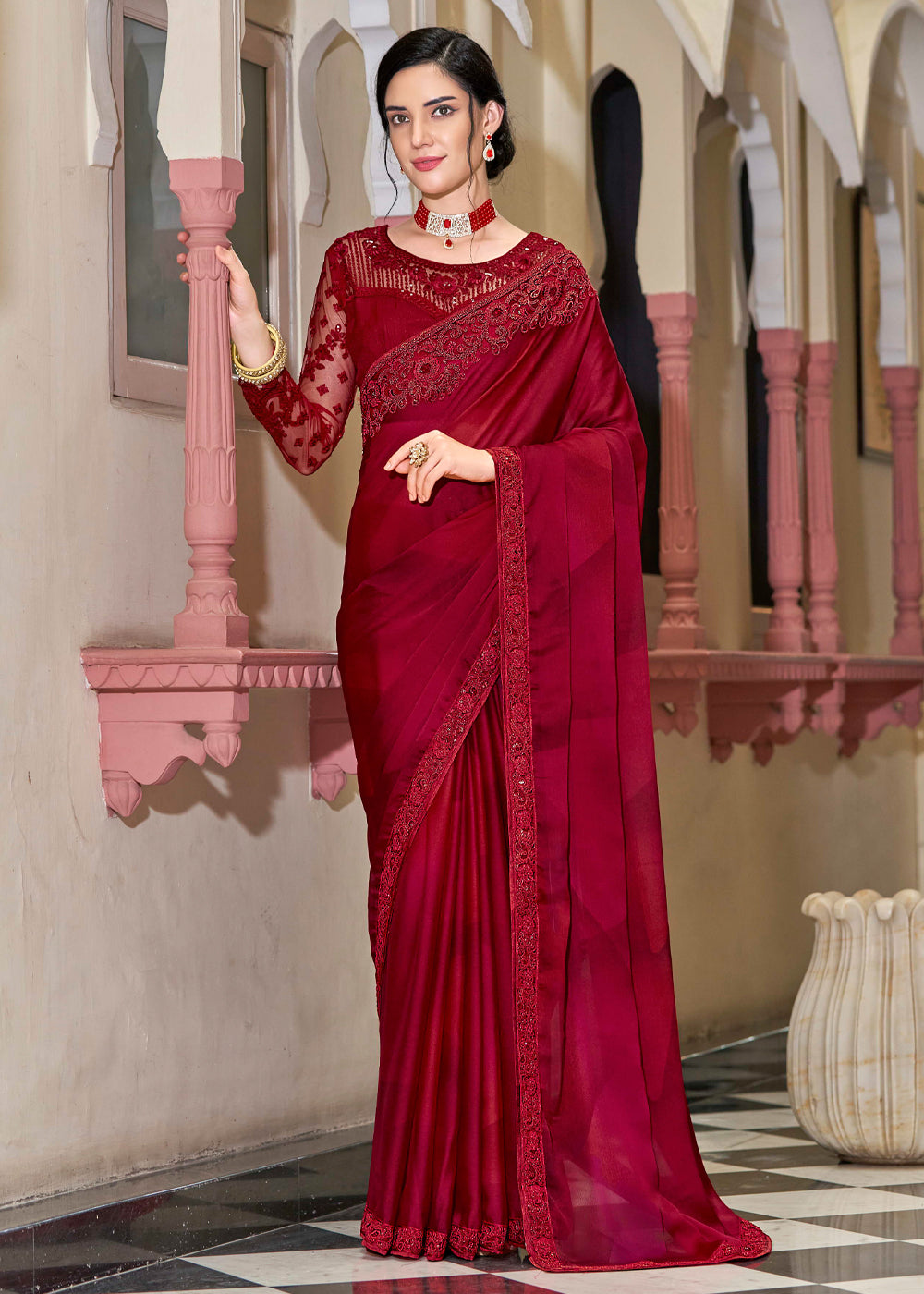 Buy MySilkLove Monarch Red Woven Designer Silk Saree Online