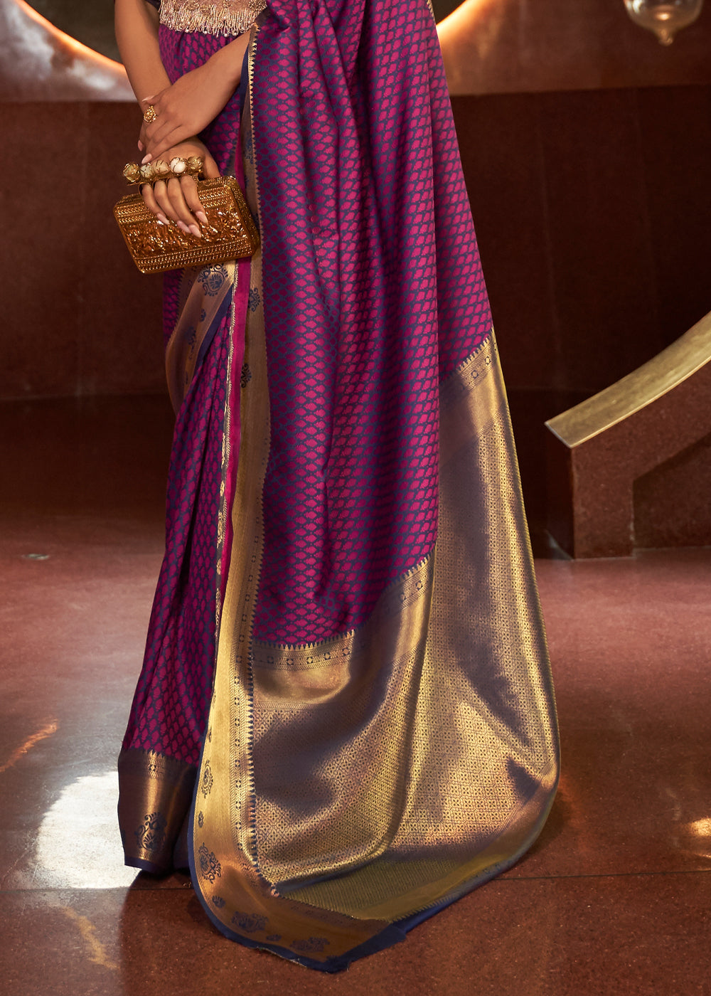 Buy MySilkLove Wine Berry Purple Woven Banarasi Silk Saree Online