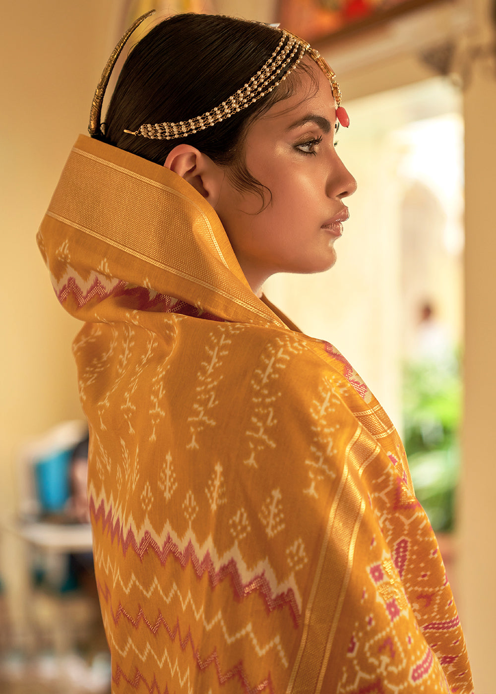 Buy MySilkLove Ochre Yellow Designer Patola Silk Saree Online