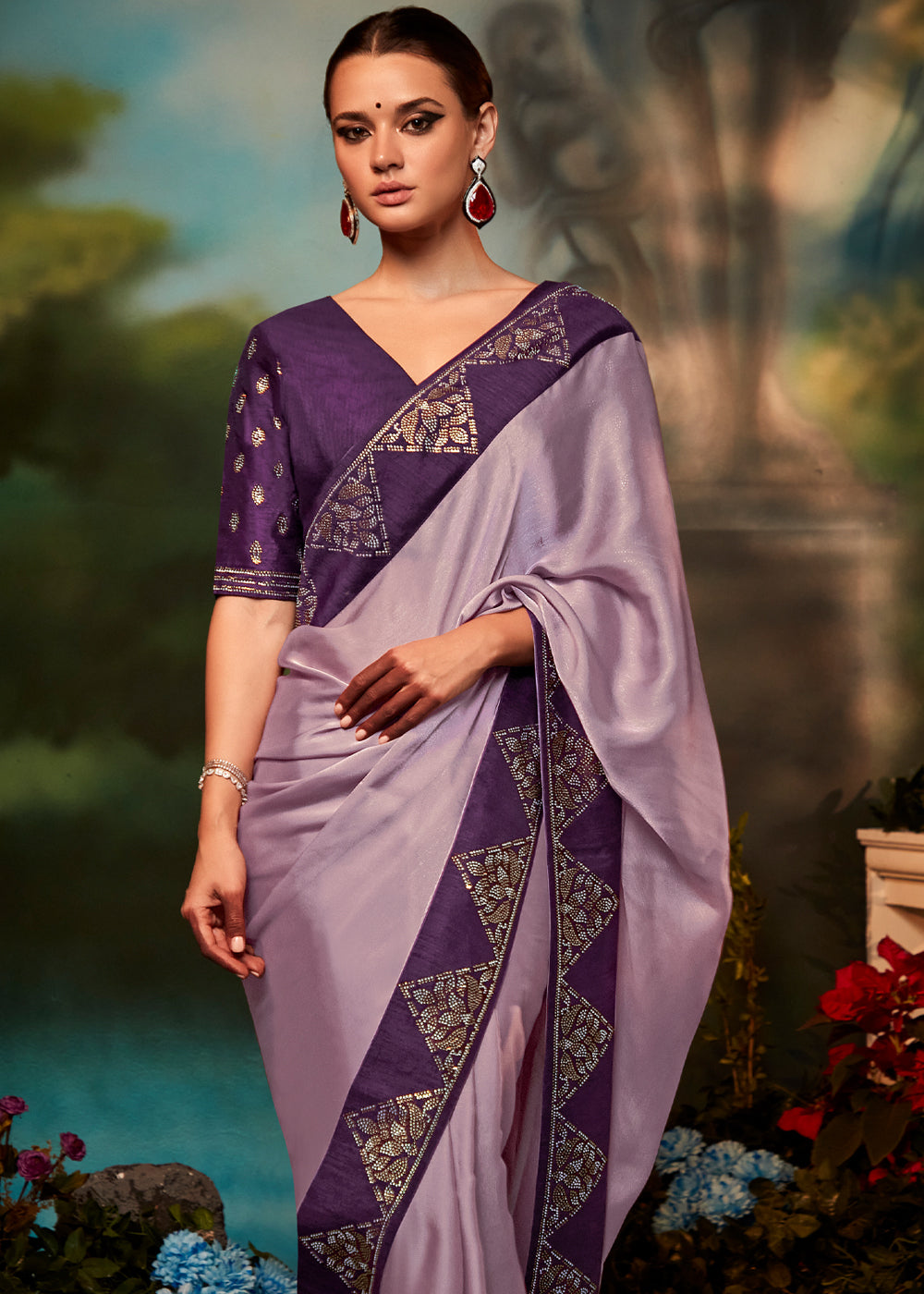 Buy MySilkLove Lily Purple Woven Banarasi Soft Silk Designer Saree Online