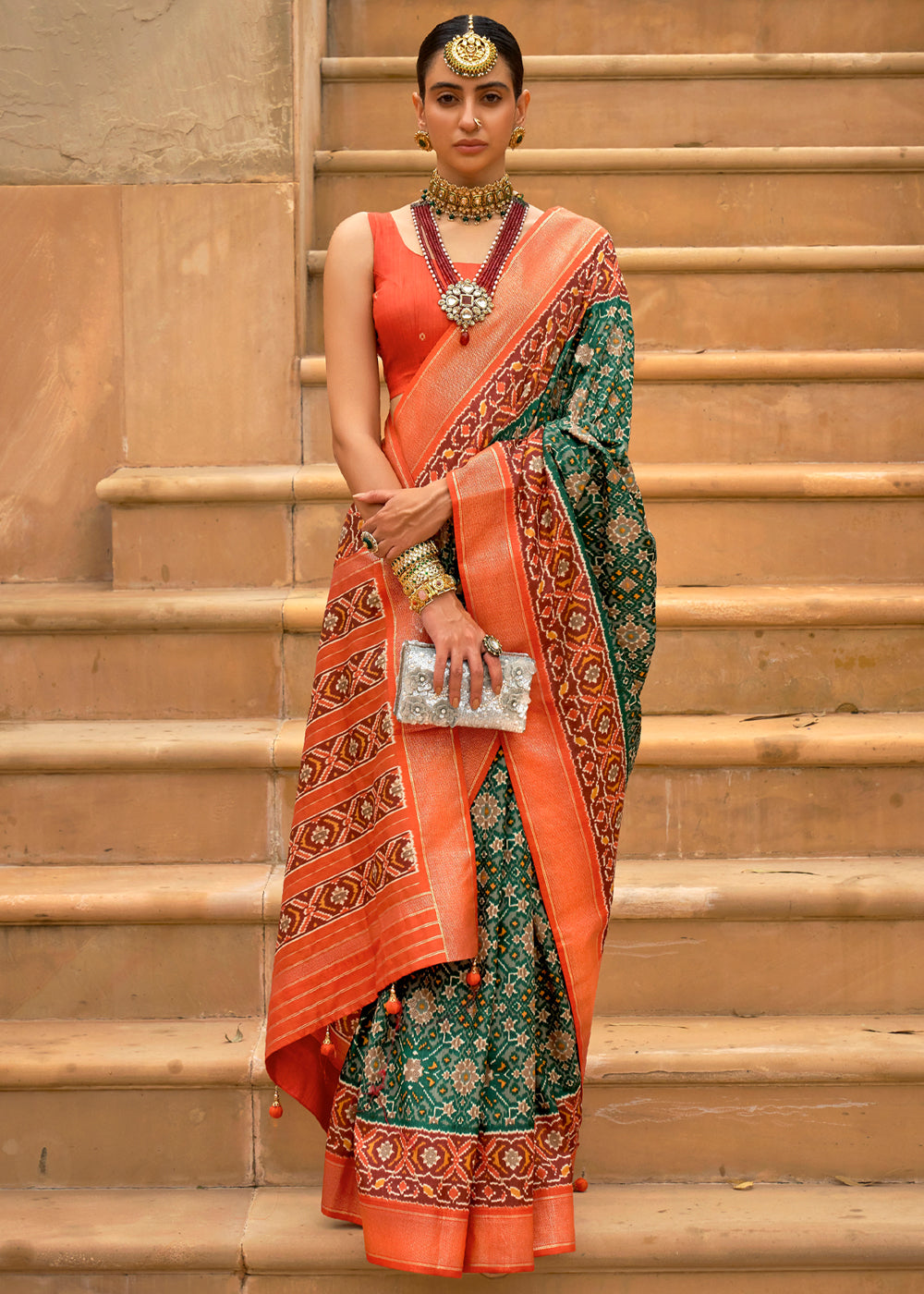 Buy MySilkLove Axolotl Green Woven Patola Silk Saree Online