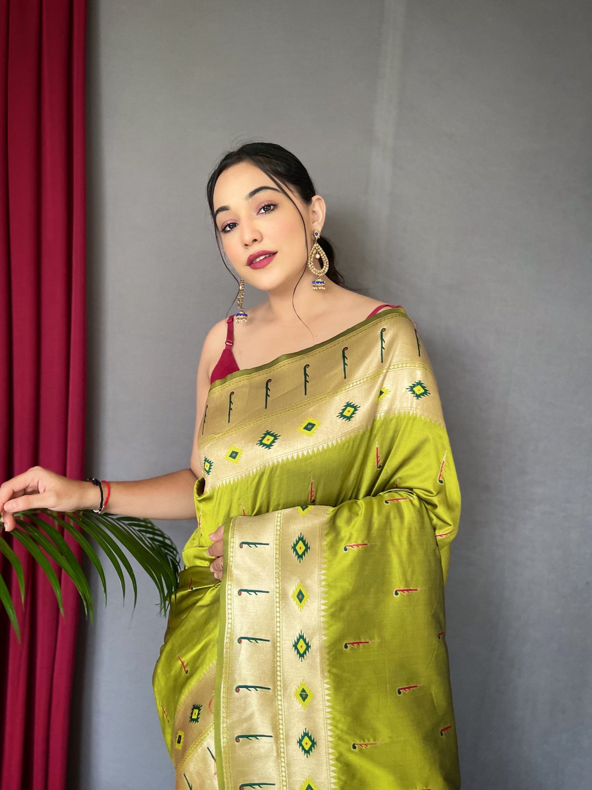 Buy MySilkLove Earls Green Muniya Paithani Woven Silk Saree Online