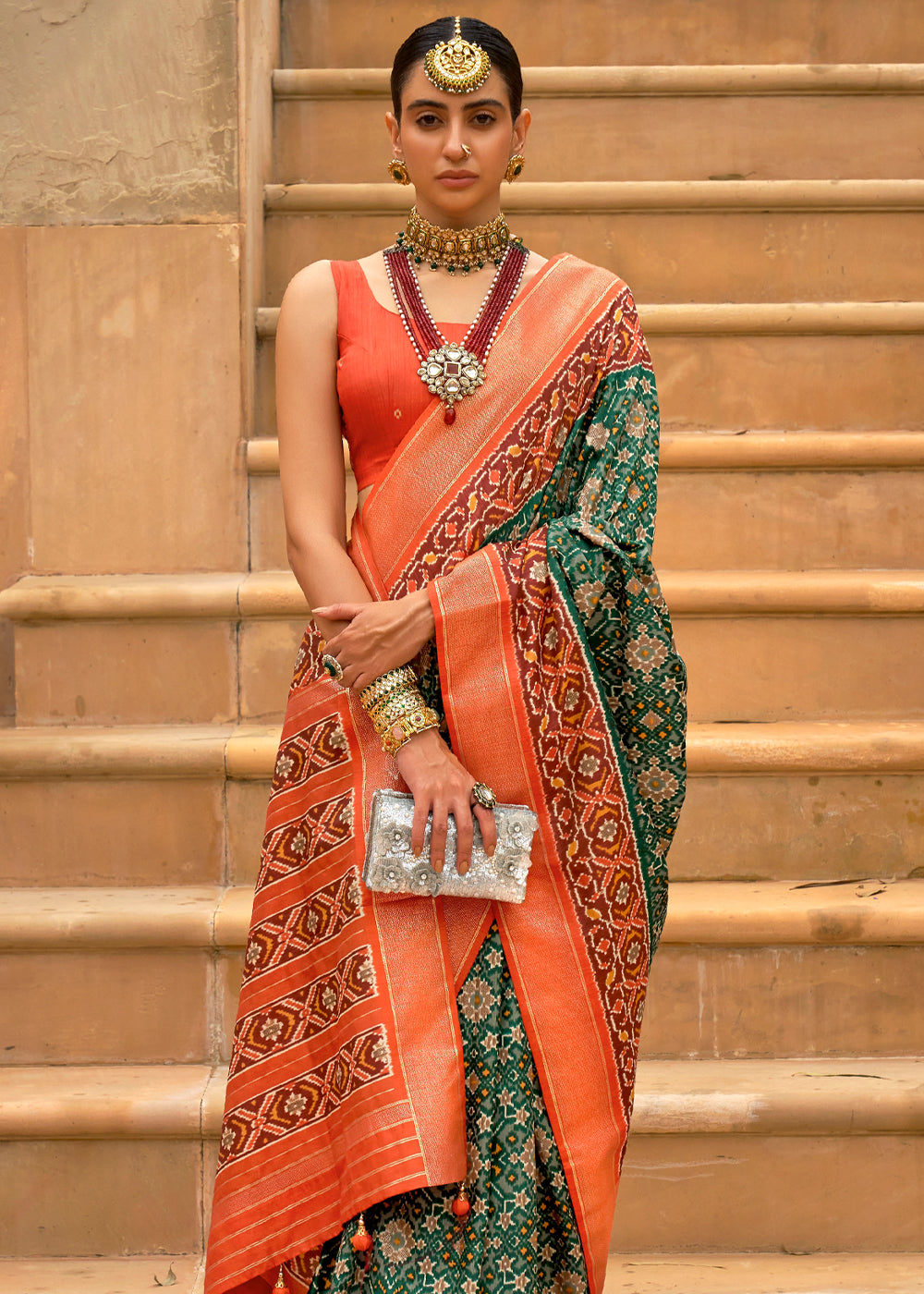 Buy MySilkLove Axolotl Green Woven Patola Silk Saree Online