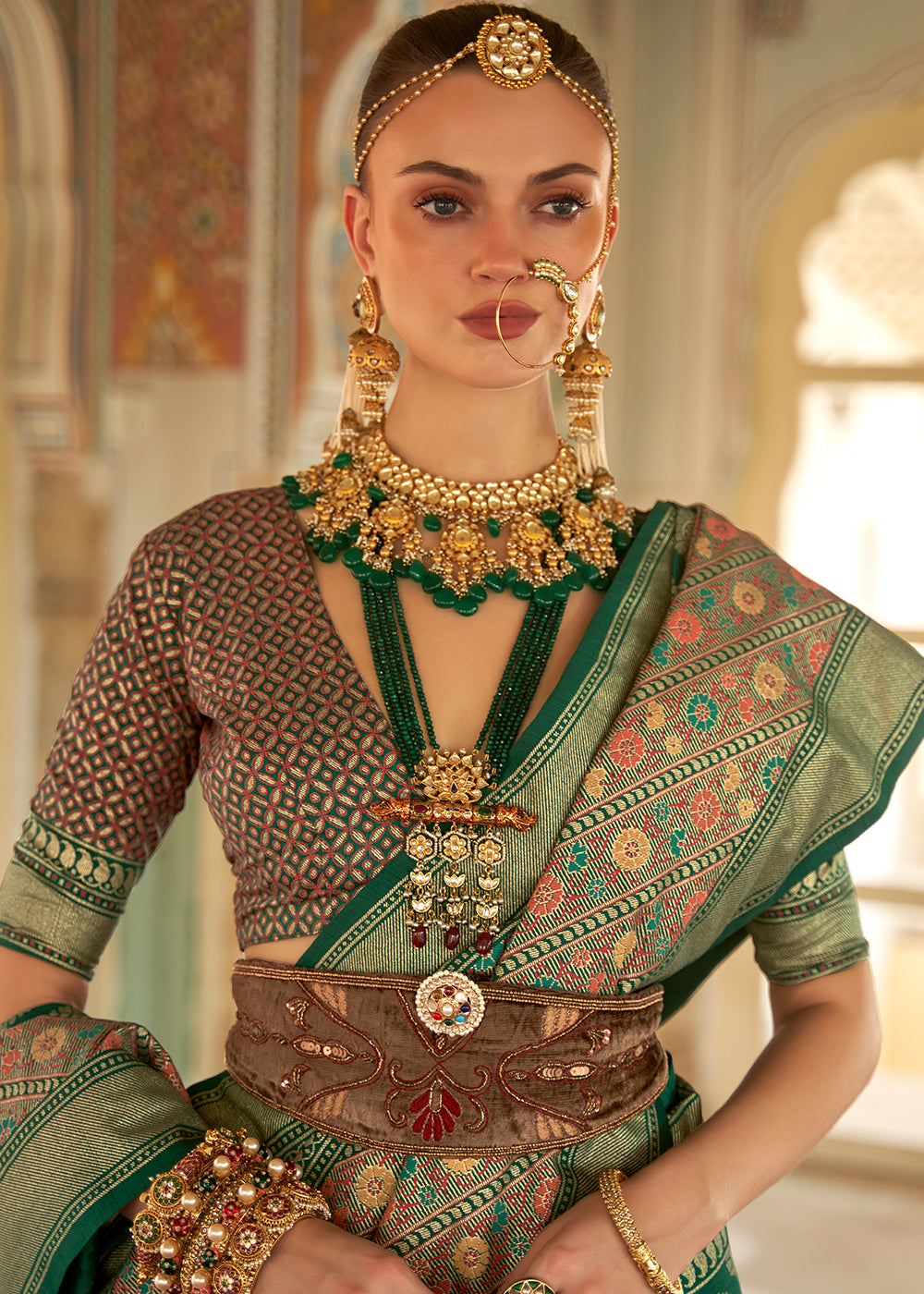 Buy MySilkLove Finch Green Zari Woven Banarasi Silk Saree Online