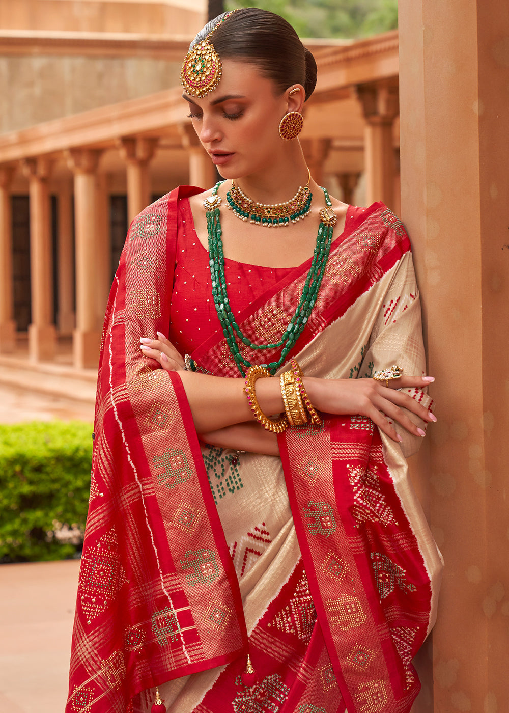 Buy MySilkLove Negroni Brown and Red Patola Silk Saree Online