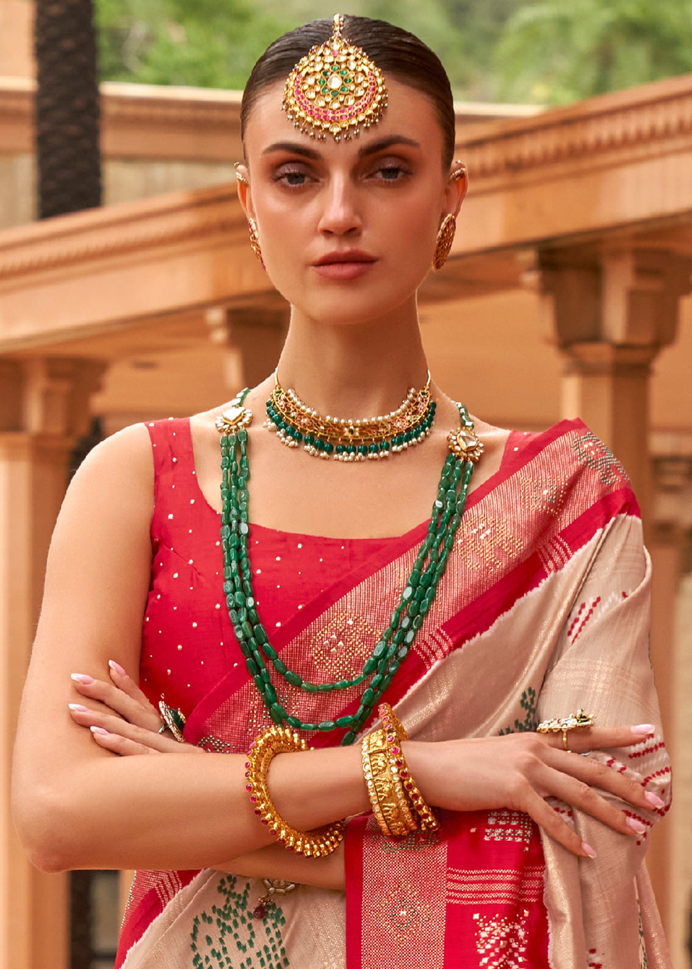 Buy MySilkLove Negroni Brown and Red Patola Silk Saree Online