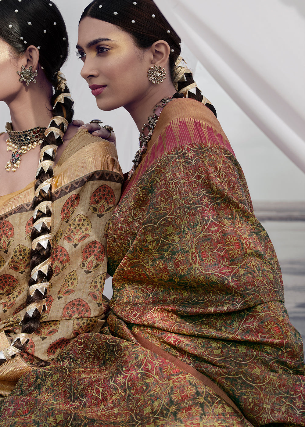 Buy MySilkLove Dirt Brown Printed Designer Silk Saree Online
