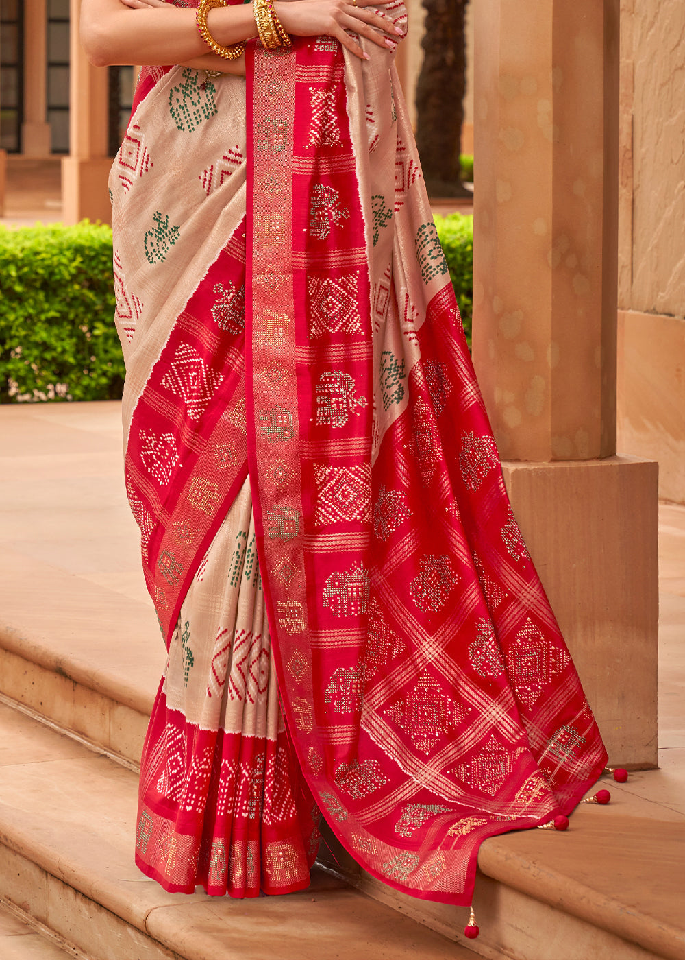 Buy MySilkLove Negroni Brown and Red Patola Silk Saree Online
