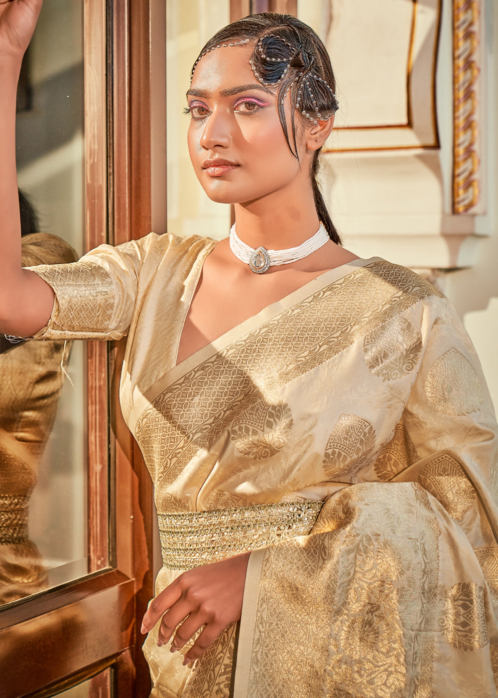 MySilkLove Twine Golden Woven Banarasi Silk Saree