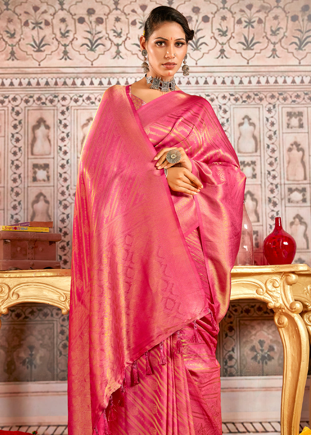 Buy MySilkLove Mandy Pink South Silk Saree Online