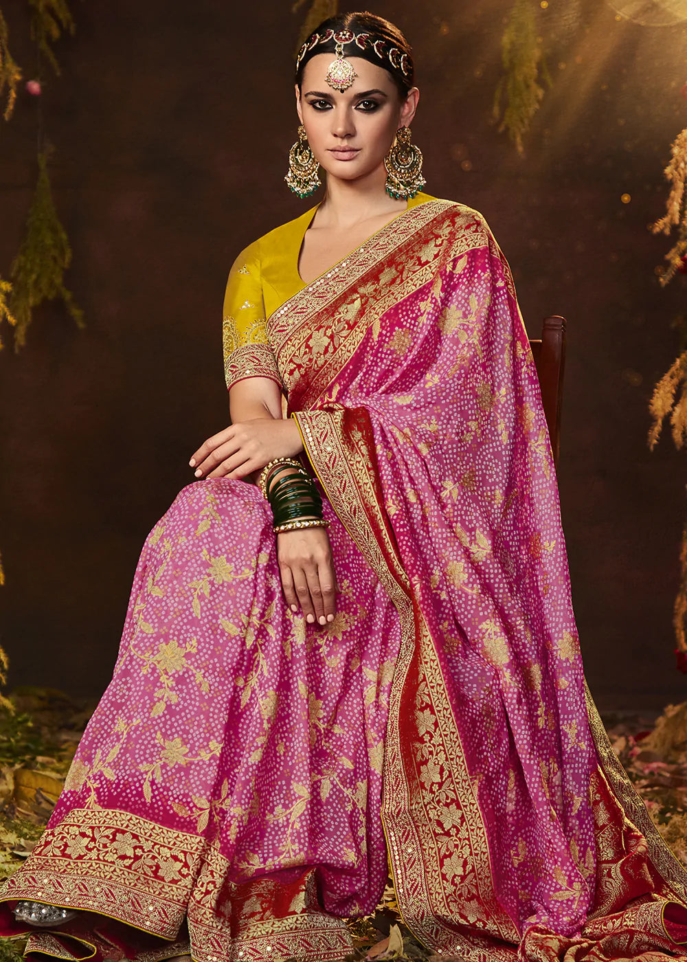 Buy MySilkLove Cinnamon Pink Woven Georgette Designer Saree with Embroidered Blouse Online