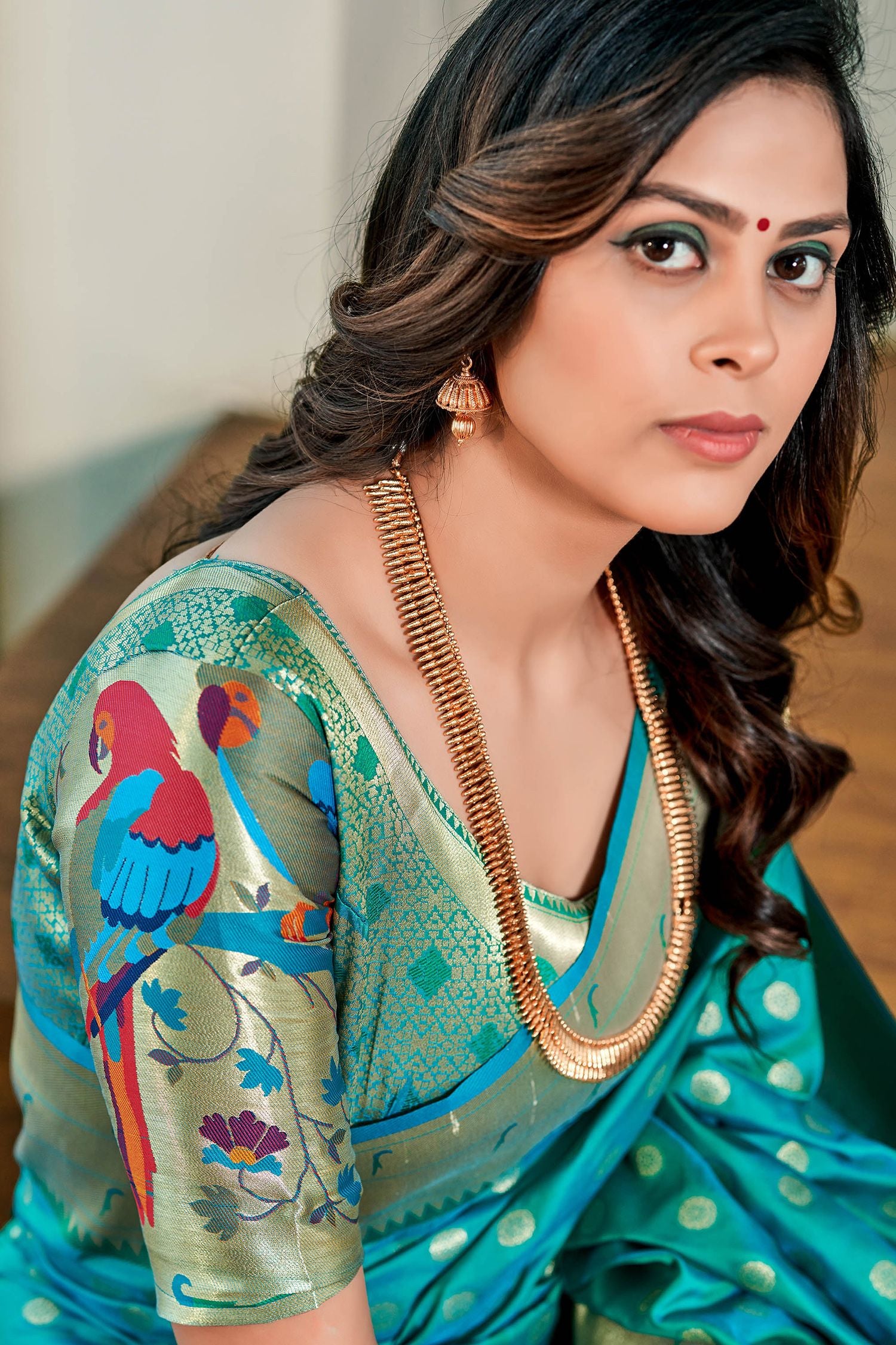 Buy MySilkLove Neptune Blue Woven Paithani Silk Saree Online