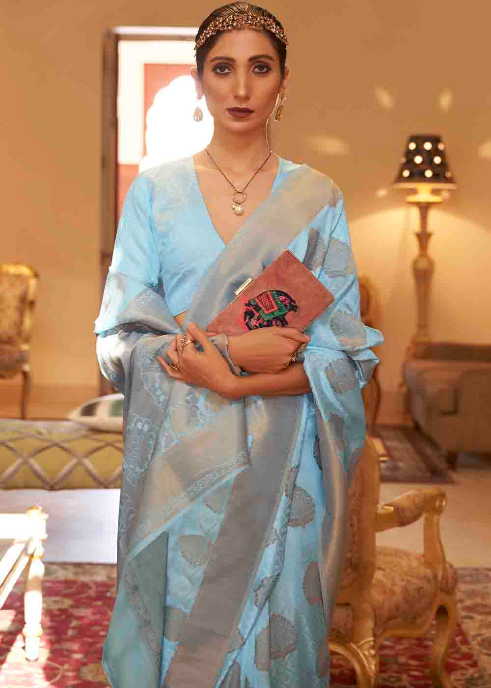 MySilkLove Casper Blue Banarasi Silk Handloom Saree