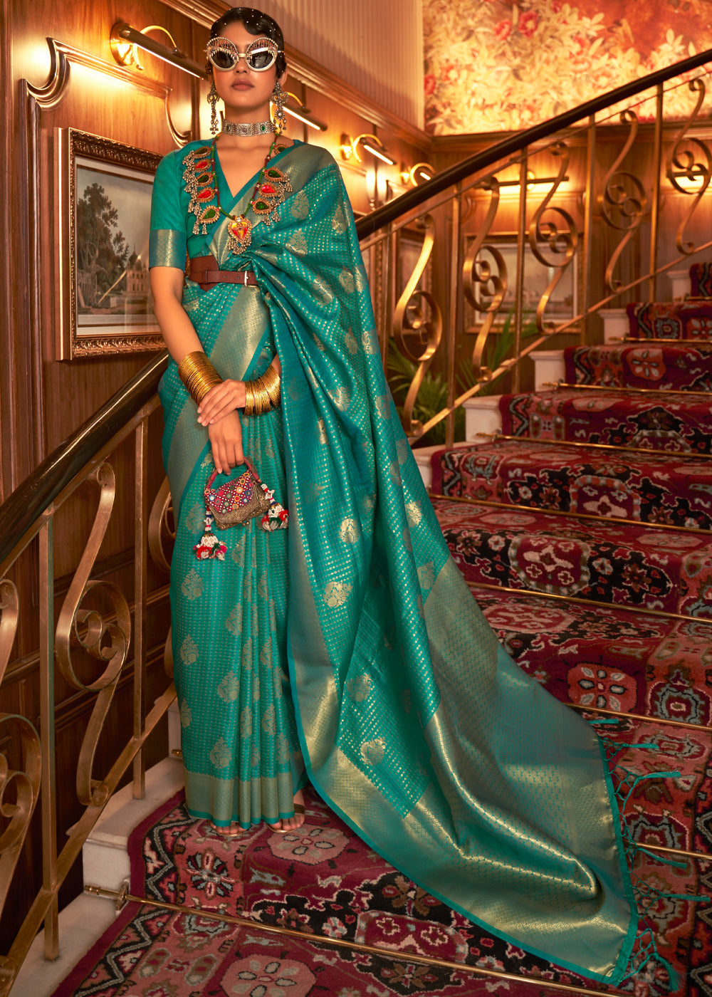 Buy MySilkLove Illuminating Green Zari Woven Banarasi Saree Online