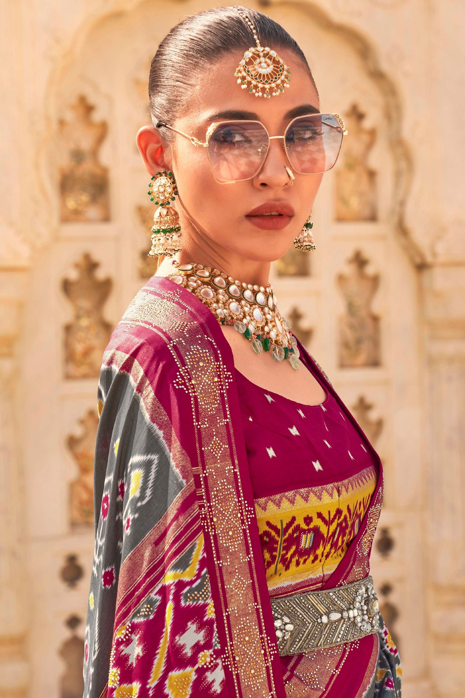 Buy MySilkLove Ironside Grey Woven Patola Silk Saree Online