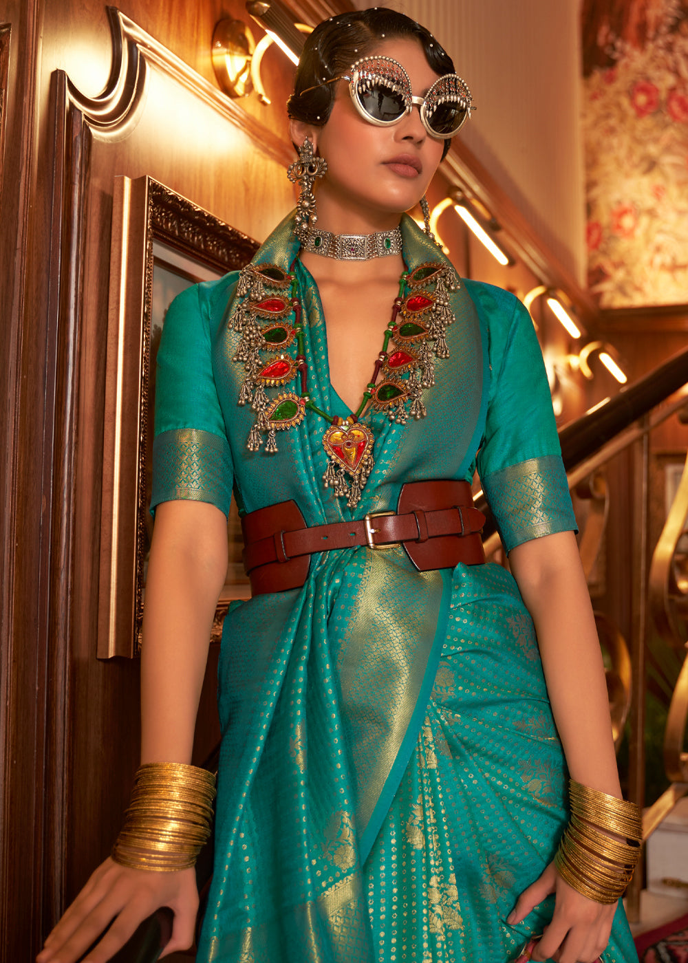 Buy MySilkLove Illuminating Green Zari Woven Banarasi Saree Online