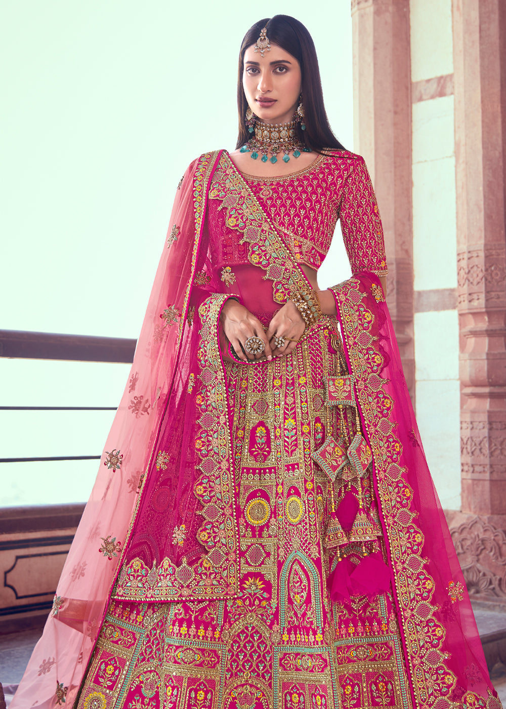Buy MySilkLove Blush Pink Heavy Embroidered Designer Lehenga Online
